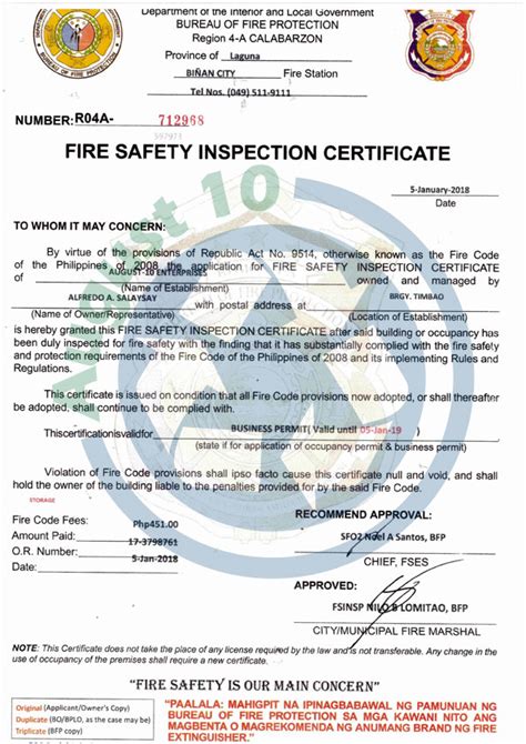 how to get fire safety inspection certificate online|BFP eFSIC .